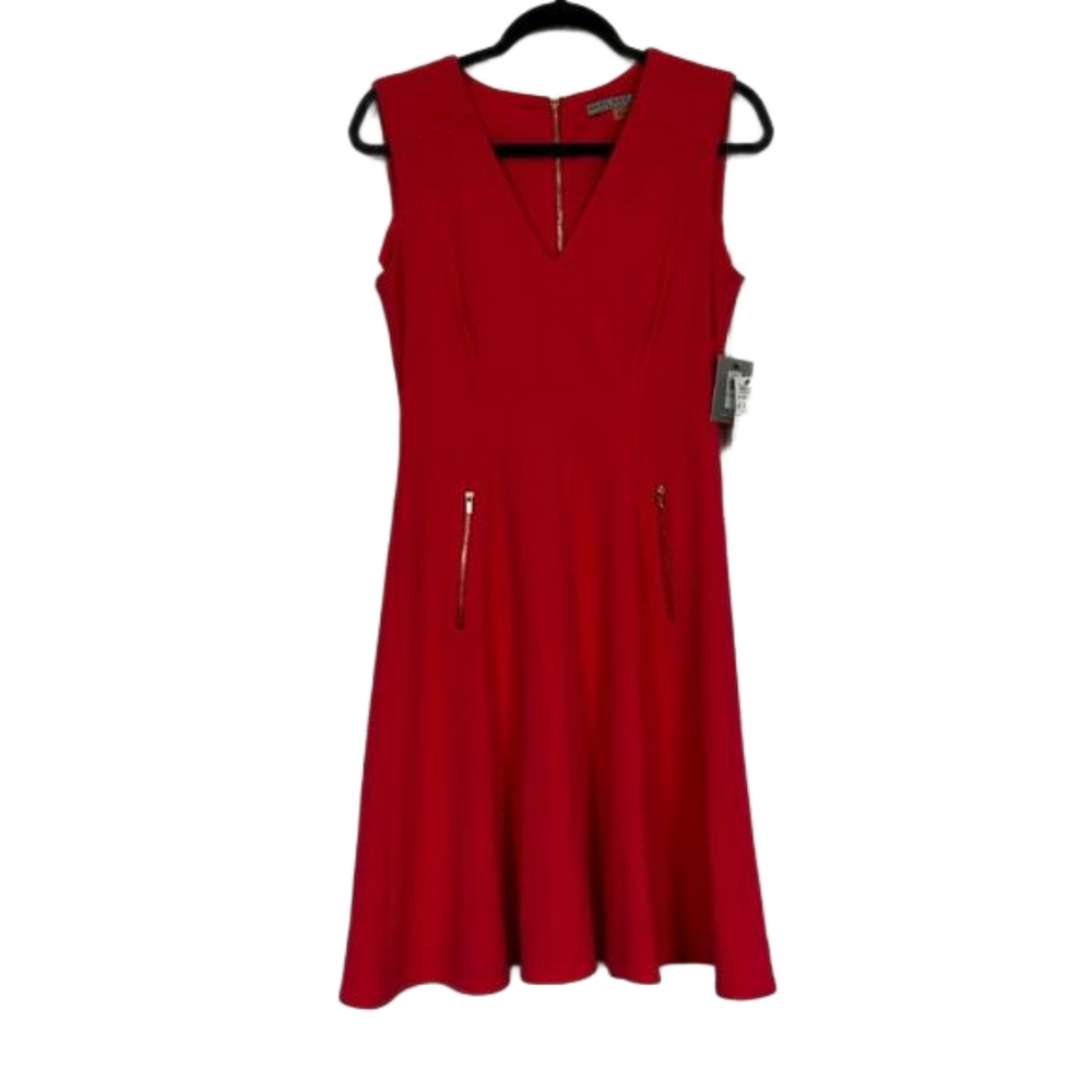 Andrew Marc New York fit and flare Dress Exposed Gold Zipper size 6 NWT